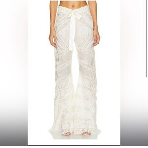 LoveShackFancy Flare Pants - Antique White